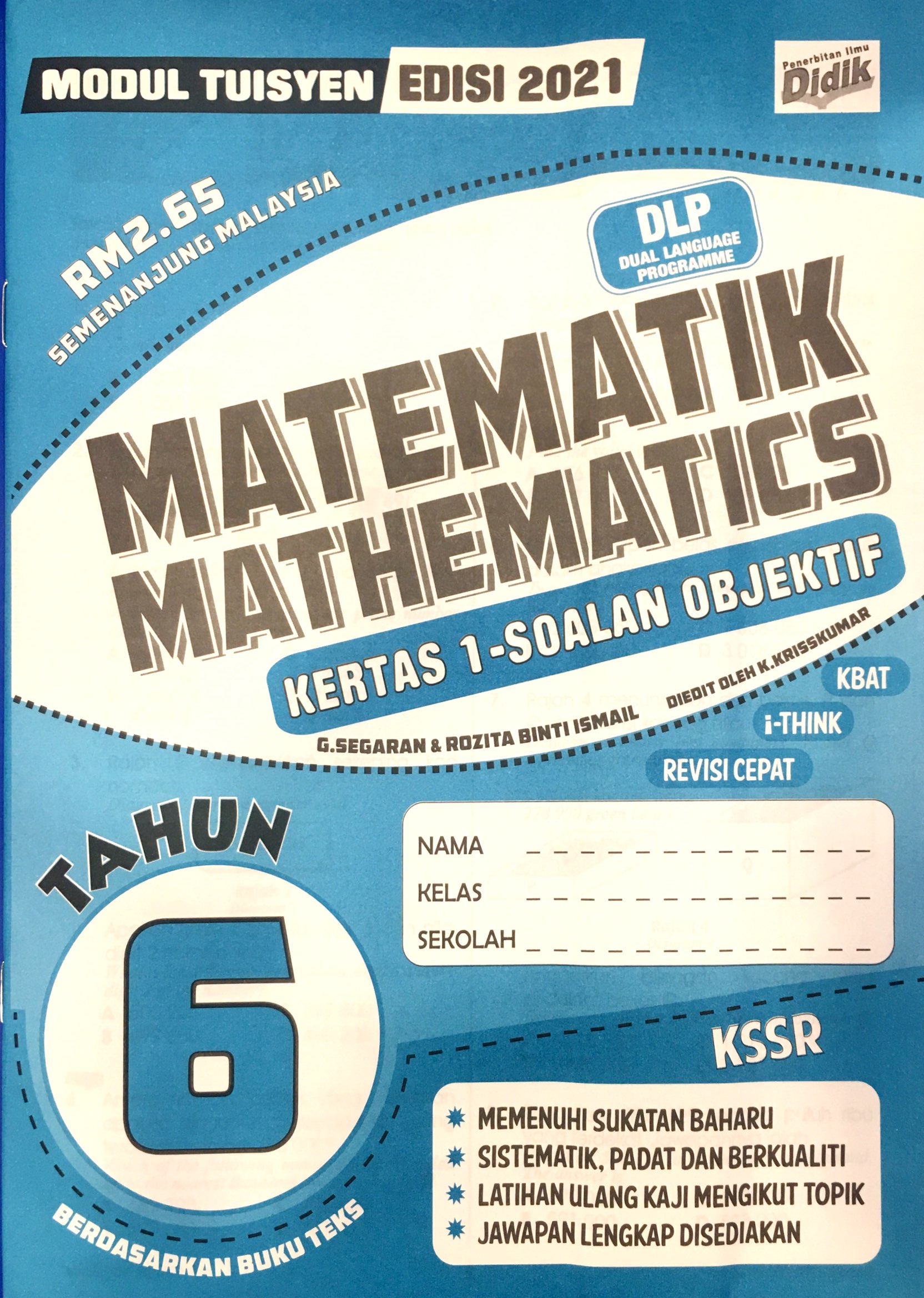 BUKU LATIHAN MODUL TUISYEN MATEMATIK TAHUN 6 KERTAS 1 EDISI 2021 