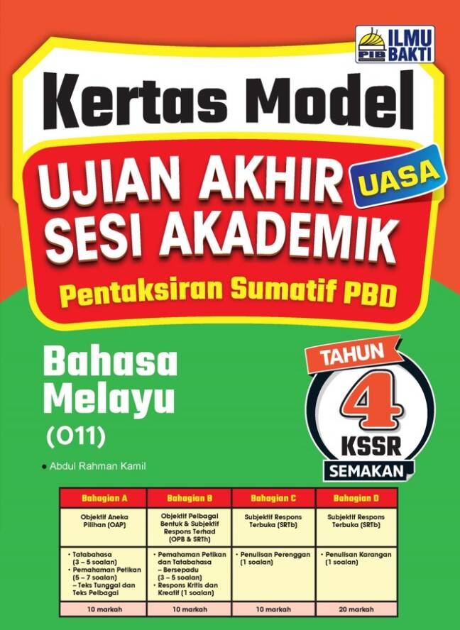 Buku Kerja Latihan 2024 Kertas Model Uasa Bahasa Melayu Tahun 4 No