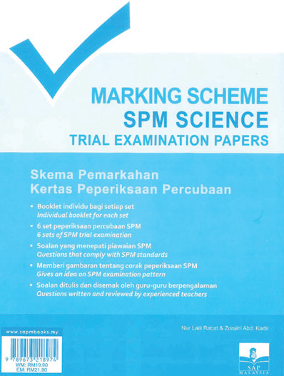 2023 BUKU KERJA / LATIHAN MARKING SCHEME FOR SPM TRIAL EXAMINATION ...