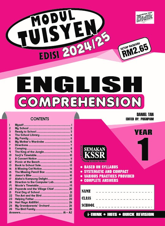 2024 / 2025 BUKU LATIHAN / KERJA MODUL TUISYEN BAHASA INGGERIS YEAR 1 ...